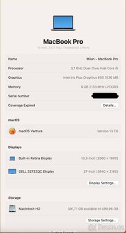 MacBook Pro 13” 2017, i5, 8 GB RAM, 512GB SSD - 7