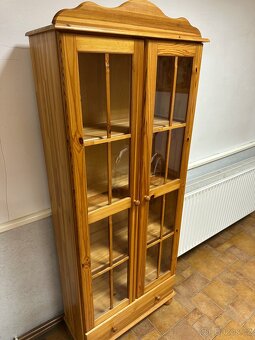 Masivní knihovna, vitrína, 100% dřevo, borovice - 7