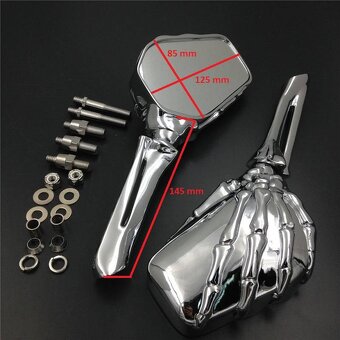 Chrom zrcátka chopper,cruiser Skeleton,těžký masív. - 7