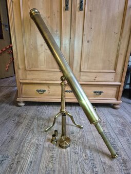 Velký starožitný mosazný dalekohled, 19.st.,Anglie - 7