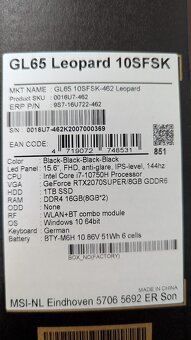 MSI GL65 Leopard 10SFK 15.6" i7 16/512GB SSD RTX2070 8GB W1 - 7