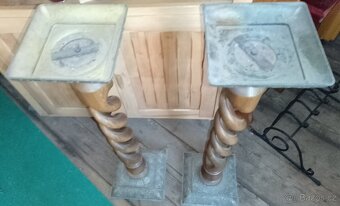 Luxusní masivní, vyřezávané, tepané stojany na kytky - 2 ks - 7