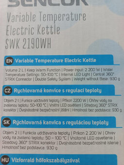 Rychlovarná konvice Sencor - 7