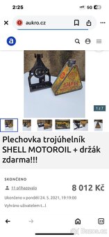 Plechovka trojúhelník SHELL plus DRŽÁK plna neotevřená - 7