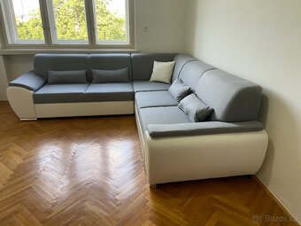 Sedací souprava ROYAL – levá, tmavě šedá/bílá - 7