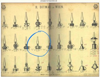Stará petrolejová lampa Ditmar z r. 1897 - 7