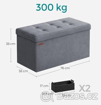 Nový sametový taburet s úložným prostorem - 7
