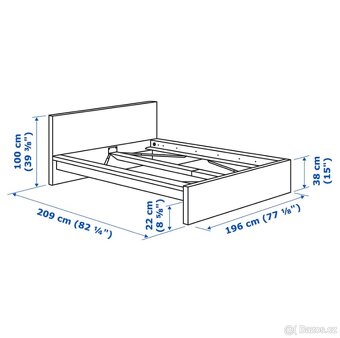 IKEA MALM - rám postele + psací stůl (tmavě hnědé provedení) - 7