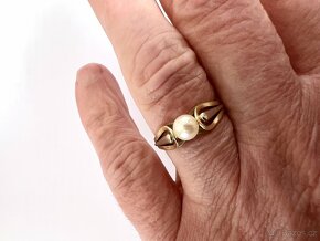 Zlatý dámský prsten s perlou– zlato 585/1000 (14 kt) 2,95 g - 7
