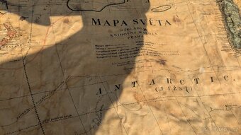 Mapa světa na plátně starožitná - 7