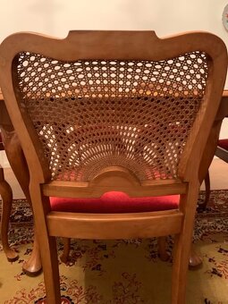 Stůl oválný jídelní, rozkládací a 6 židlí - masiv - 7