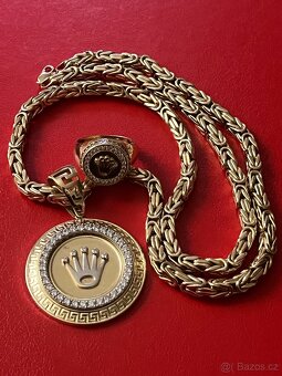 Zlato / zlatý přívěšek +prsten vzor diamant 14k - 7