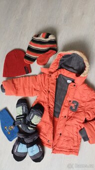 Zimní BUNDA vel.98 + čepice, rukavice - 7