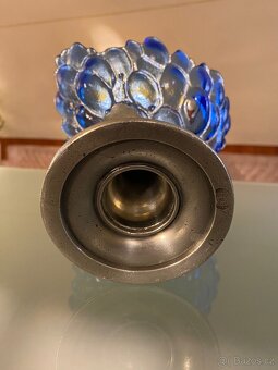 Starožitný Cínový A Skleněný Dekorativní Stůl Z Francie - 7