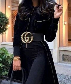 Gucci pearl kožený široký pásek - 7