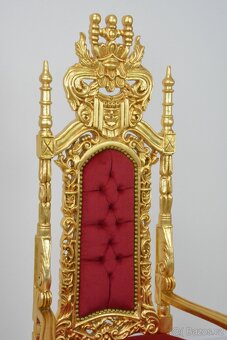 Zámecký řezbovaný trůn - čalouněný - masiv - 7