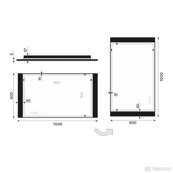 černé LED zrcadlo 1000x600 - 7
