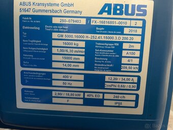 Prodám téměř novou jeřábovou kočku ABUS – nosnost 16 tun - 7