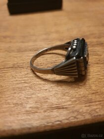 Starožitný stříbrný prsten s monogramem - 7