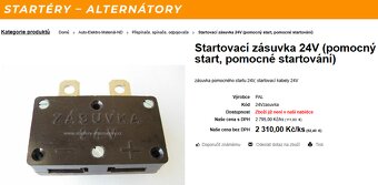 Prodám KOMPLETNÍ nepoužitou zásuvku ,,pomocný start,, 24V - 7