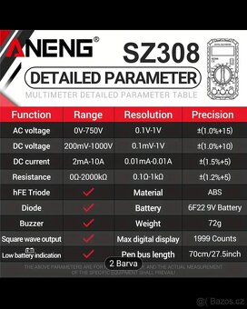 Digitální multimetr SZ308, nový. - 7