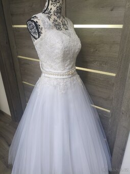 Krajkovo-tylové svatební šaty 36/38/40 - 7