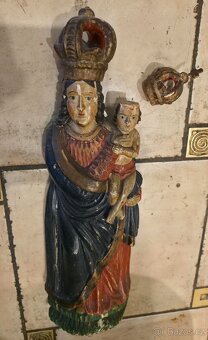 Originální původní dřevořezba Madony s Ježíškem z 18.století - 7
