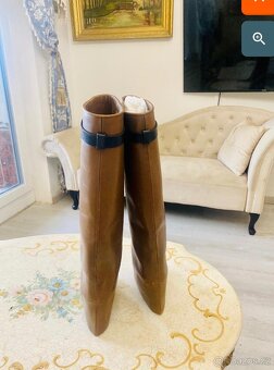Givenchy Brown Leather Tall Wedge Boots kozačky vel.38,5 - 7