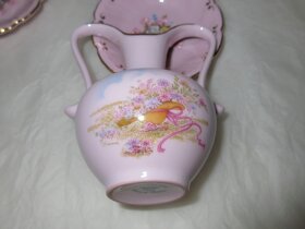 Růžový porcelán, převážně retro kousky - 7
