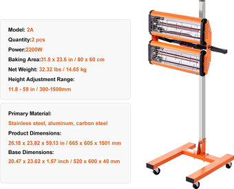 Infračervená vytvrzovací lampa 2200 W - 7