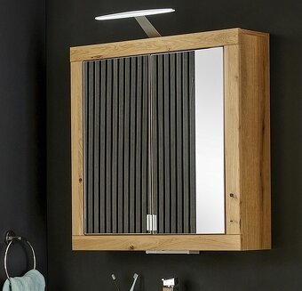 Koupelnová skříňka se zrcadlem z masivu - Divoký dub Germany - 7