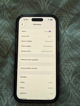 Prodám iPhone 16, růžový 256gb - 7