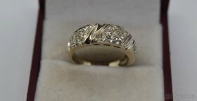 Zlatý prsten osázený kamínky bílé zlato - 7