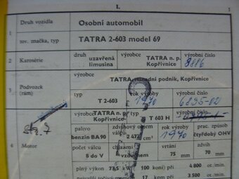 Tatra 603 - technický průkaz - 7