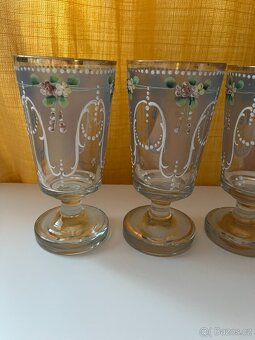 Starožitná grogovka, secese, smalt - 4 ks - 7