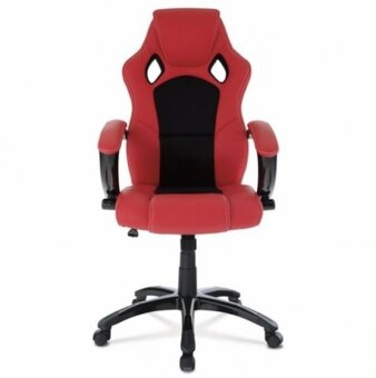 Herní křeslo, kancelářská židle, červená ekokůže, KA-Y157 - 7
