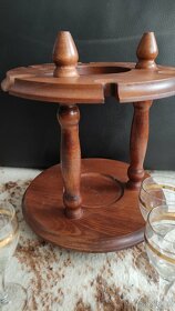 Bar, stojan dřevěný sklenice 6 ks, místo na láhev - 7