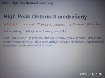 2ks úplně stejné: Stan pro 3os.: High Peak Ontario 3 - 7