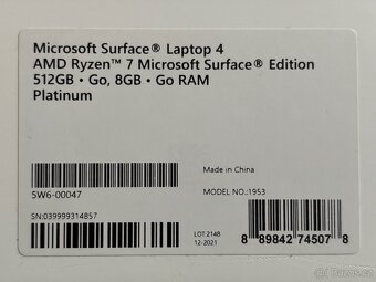 Microsoft Surface Laptop 4 15“, záruka, obal, CZ - 7