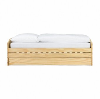 Postel, rozkládací dřevěná postel na tři lůžka - 7