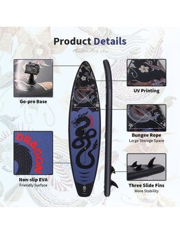 Surfboard Black Dragon SUP PaddleBoard 350x83x15cm - 7