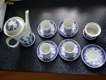 Velká váza, sklenička, čajový keramický set, květináč - 7