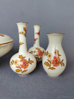 Porcelánový mini vázičky a dóza s květinami Thomas 1953-1960 - 7