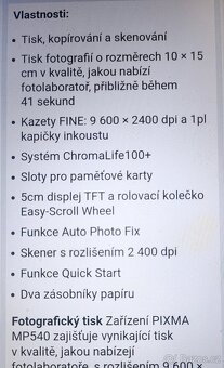Barevná tiskárna Canon PIXMA MP540 - 7