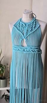 Macrame šaty tyrkysové nove. - 7