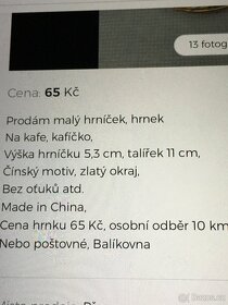 Hrníček na kafe, malý hrnek, čínský motiv, - 7