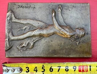 Stará plaketa bronz ORIGINAL J.Konečný PRO FAJNŠMEKRA. - 7