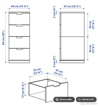 IKEA Nordli - Komoda se 4 zásuvkami, bílá, 40x99x47 cm - 7