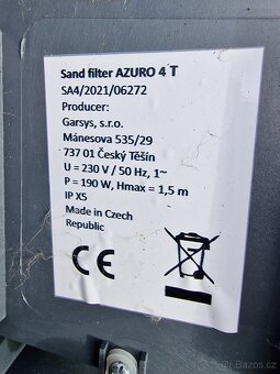 Písková filtrace Azuro 4T - 7