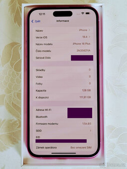 Apple iPhone 16 Plus - 8/128 GB, pouze rozbalený - 7